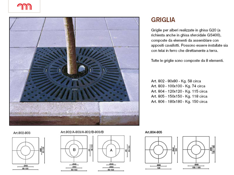 ART. 802 GRIGLIA PER ALBERI  (80x80)